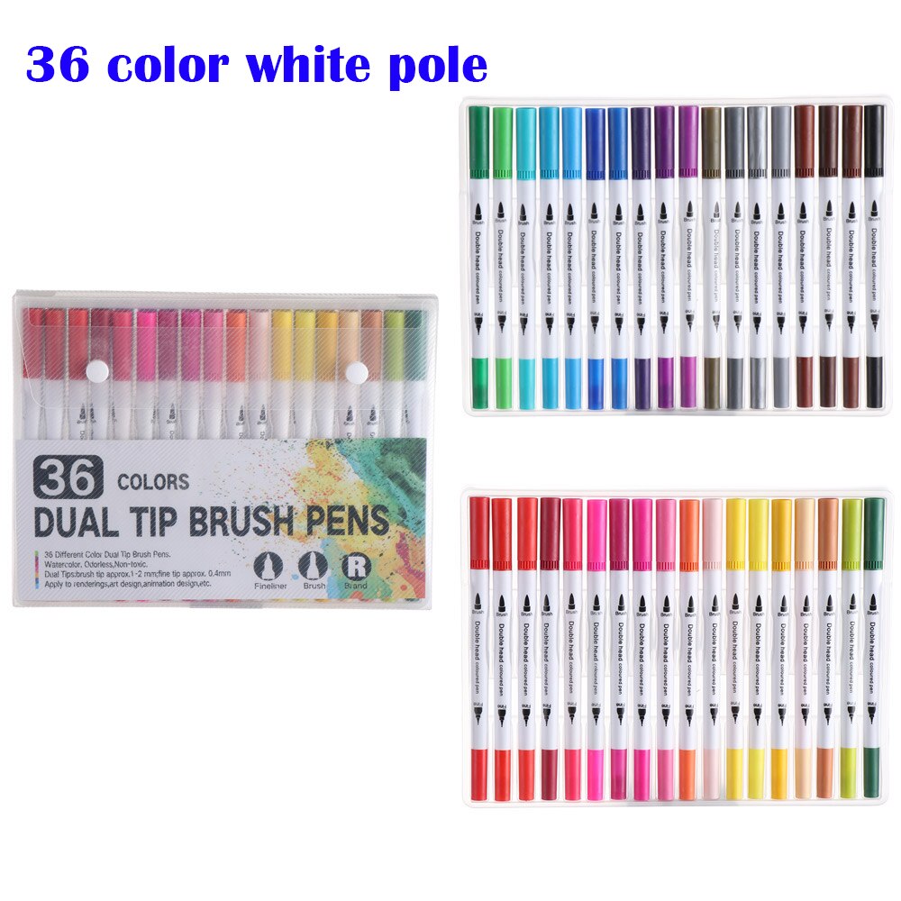12/18/24/36/48/72/100Pcs/Pack Colors Double-Headed Watercolor Pen Color Marker Set Hook Line Pen Art Marker Pens School Supplies: 4