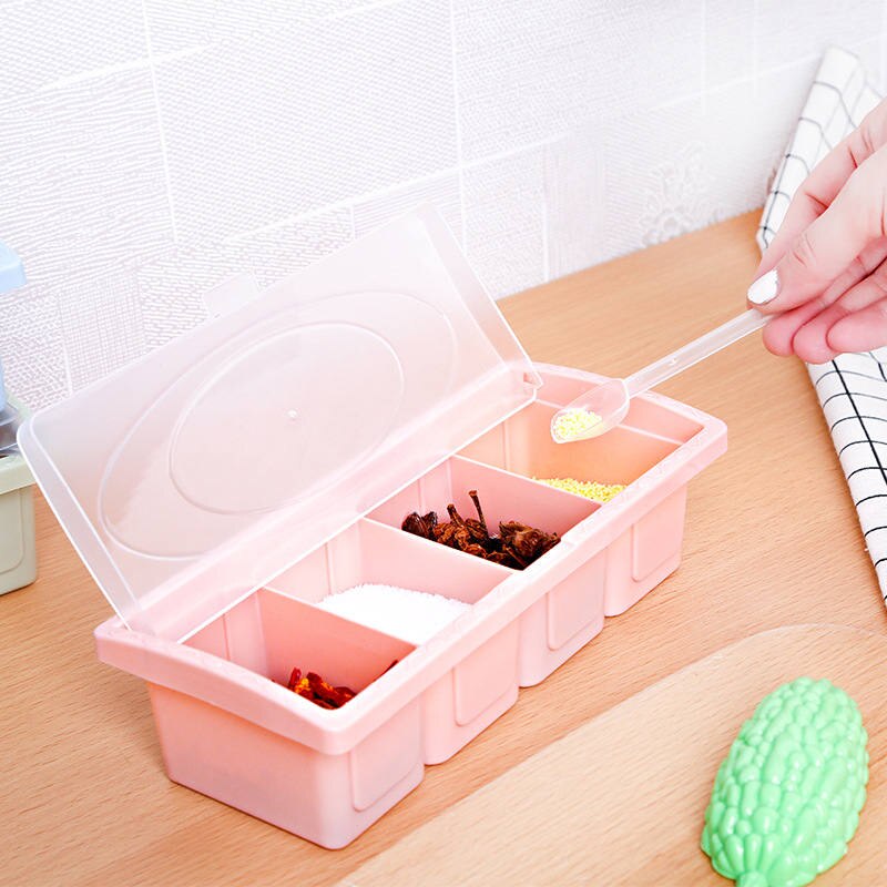 Eco-friendly Plastic Seasoning Box Sugar Pepper Salt Cans Herb Spice Containers Kitchen Tools 21.5*9.6*5.8 cm