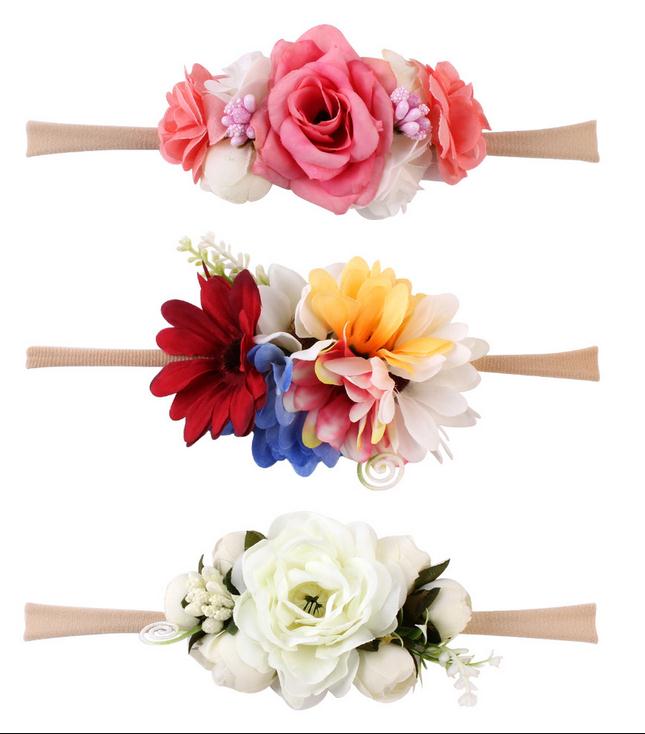 Accessori Dei Capelli Della Neonata 3pz Bambini Del bambino Del Fiore di Cerimonia Nuziale Ghirlanda di Capelli Della fascia Floreale corona Fotografia: 17835B