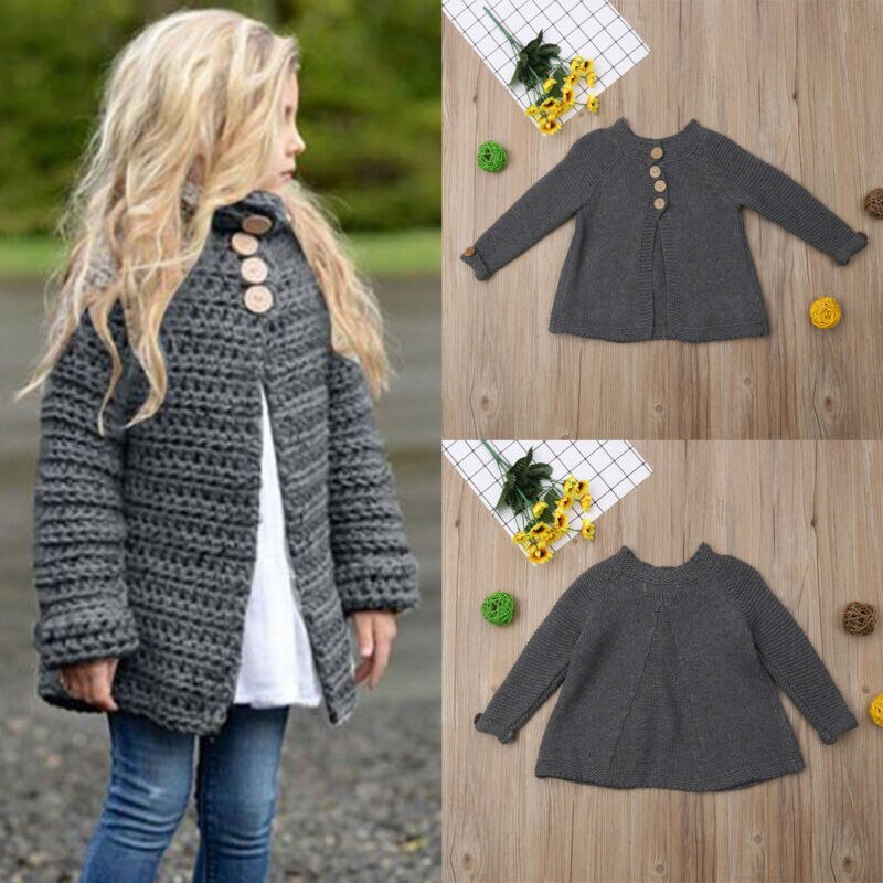 Efterår vinter bomuldstrøje top baby børnetøj drenge piger strik cardigan sweater børn forårstøj