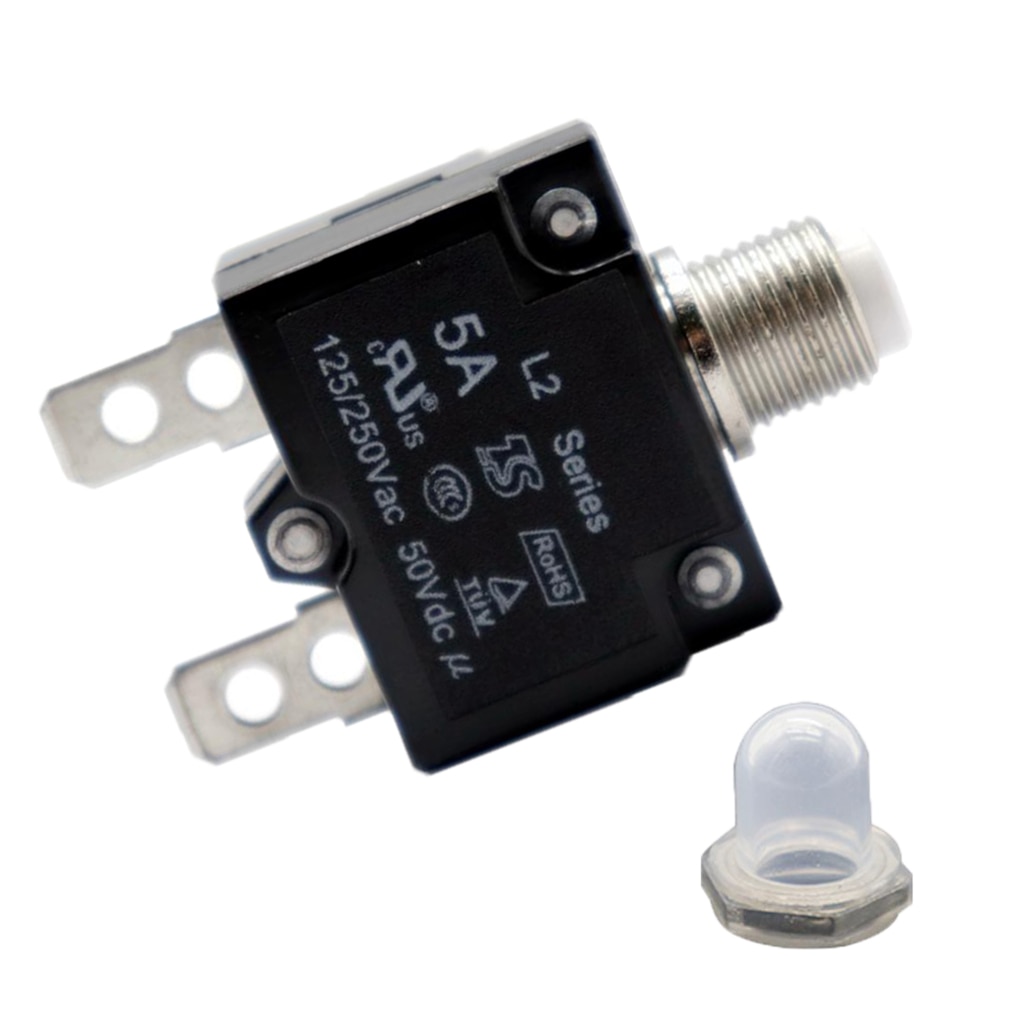 Circuit Breaker 5AMP Push Button Resettable Thermal Panel Mount AC 125/250V 50V DC