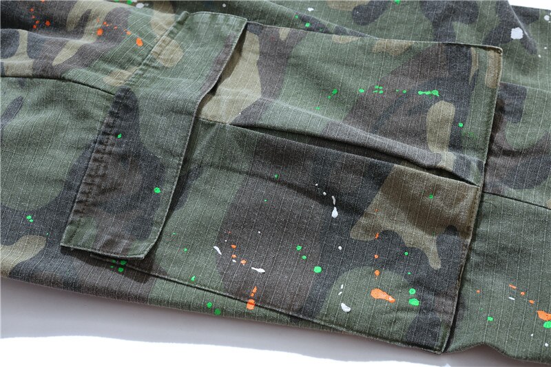 Pantalones de estilo Hip Hop para hombre, pantalón masculino de estilo Hip Hop, con estampado de camuflaje y salpicaduras, ropa de calle de bolsillo, pantalones para correr