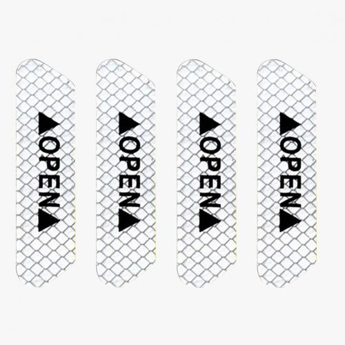 4Pcs OPEN Car Vehicle Door Reflective Safety Mark Warning Decals Sticker Decor: white