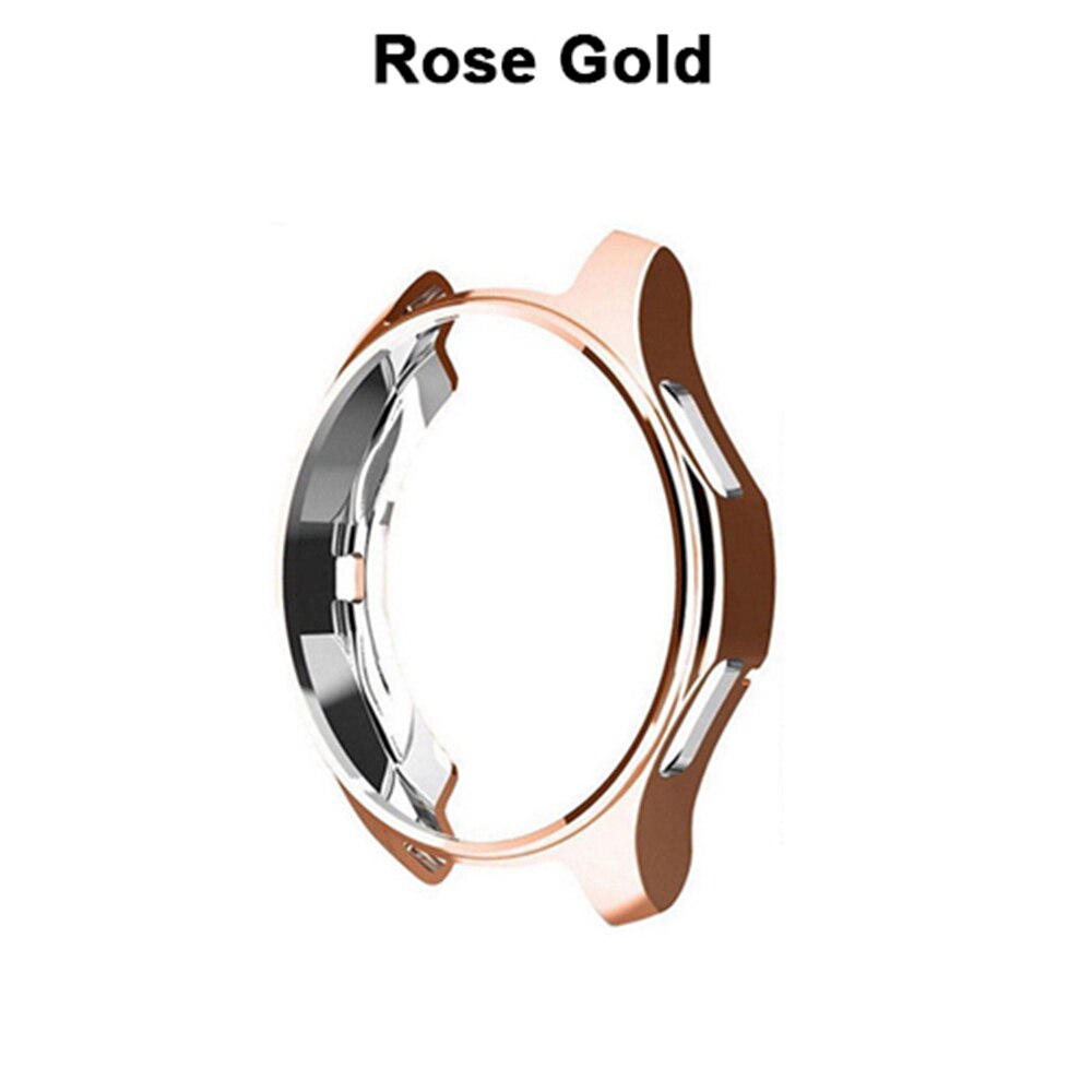 1 stk galvaniseret urkasse til samsung gear  s3 s4 galaxy ur 46mm 42mm blød tpu all-around beskyttende urkasse med kofangerramme: Rose guld / 42mm