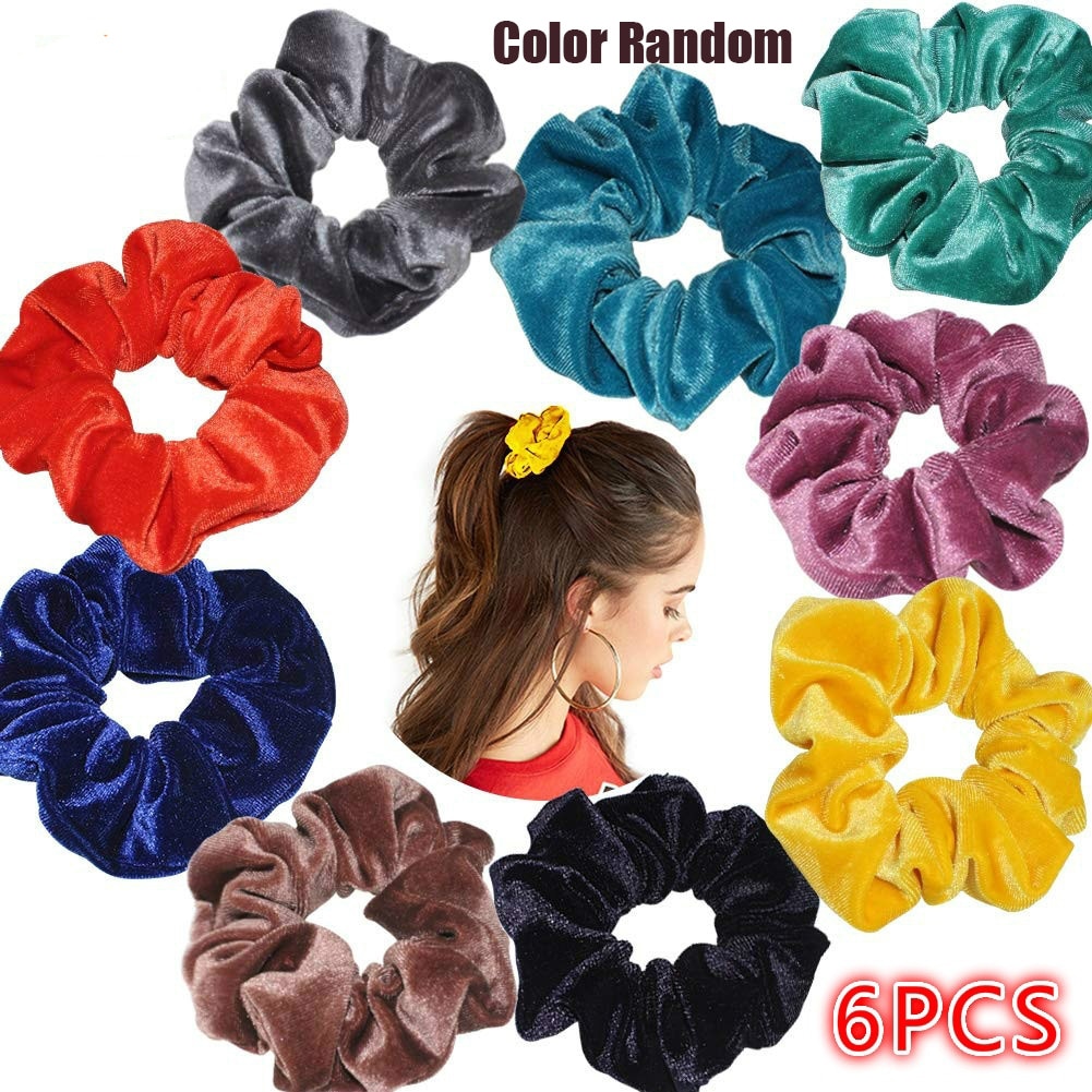 6pcs Fluwelen Band Chouchou Elastische Hair Ties Hoofddeksels Touw Volwassen Haar Touw Haaraccessoires Band Eenvoudige Haar Banden