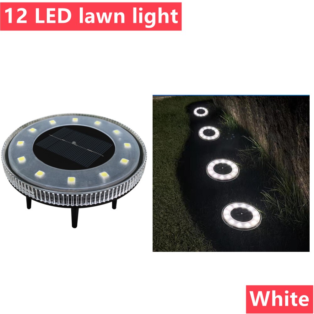 1-4 Pack 12 LED Solar- Garten Lichter draussen Solar- angetrieben Lampe Laterne IP65 Landschaft Beleuchtung Für Weg Terrasse hof Rasen Dekor: Weiß hell / 2 Stck