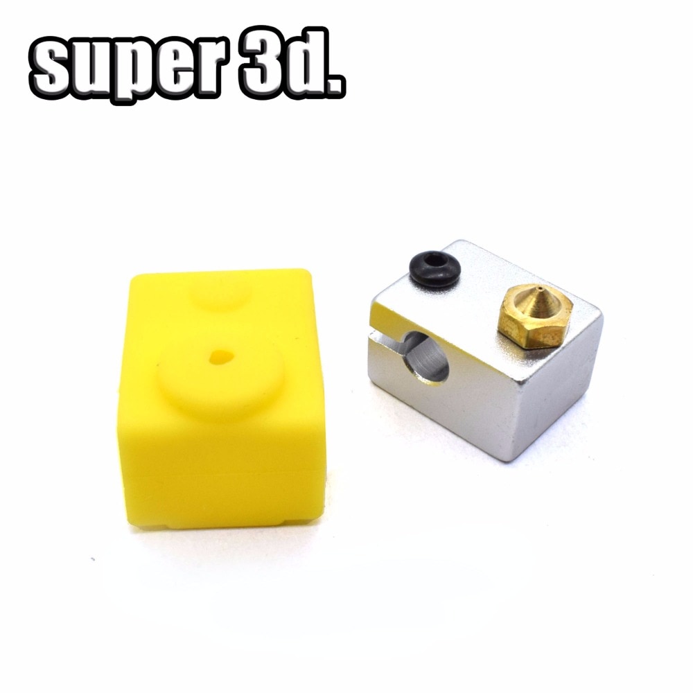 1 PC V6 Silicone Sock 3D printer Support PT100 +heating block set 1.75&3.0mm Heated Block Bowden Direct Extr for 3D Printer