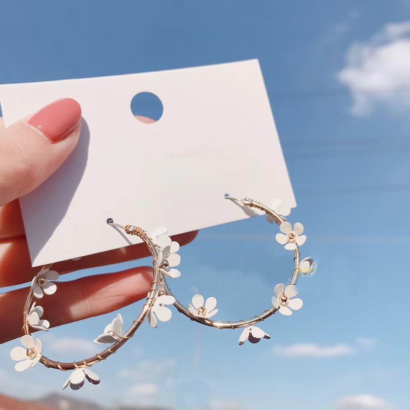 Einfache Blume Band Ohrringe Für Frauen Neue schick Süße Große Runde Kreis Ohrringe Hochzeit Schmuck Schmuckstück