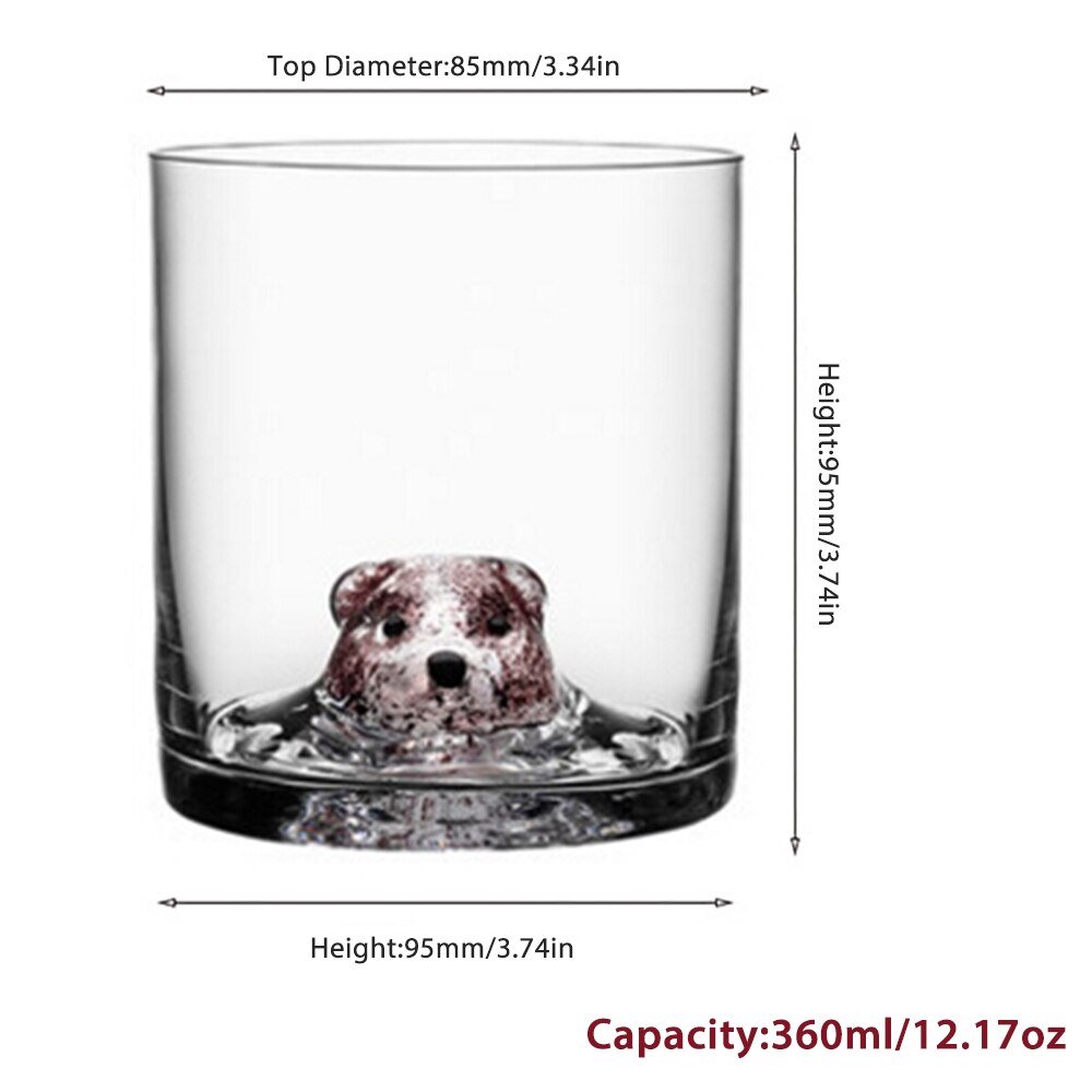 1 st 360ml djurkopp sött husdjur björn fågelglas för te öl vattenkopp blyfritt ultraklart glas: 1