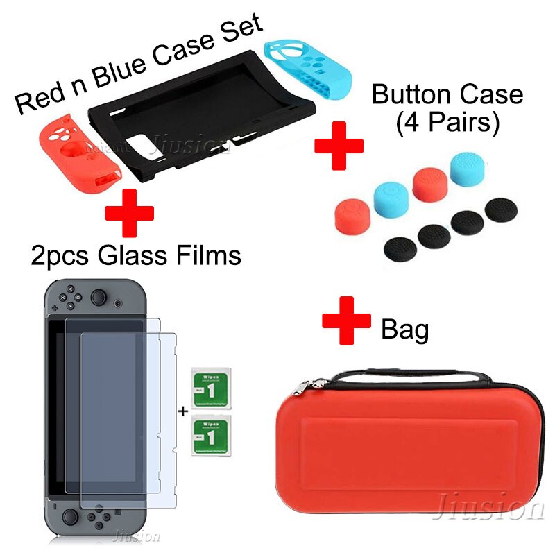 Draagbare Hard Shell Case Voor Nintend Schakelaar Nintendoswitch Console Tas Duurzaam Draagtas Bolsa Voor NS Nintendo Switch Accessoires: Red(Kit)