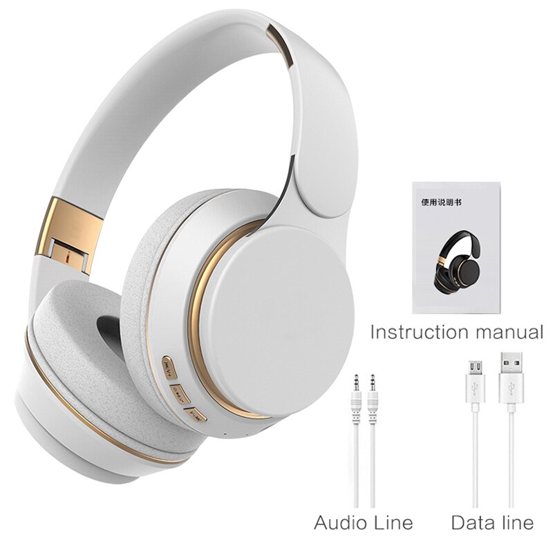 Xiaomi Headset Bluetooth Headset Sport Vouwen Intrekbare Computer Game All-Inclusive Headset Draadloze Bluetooth Met Fm Card: WHITE