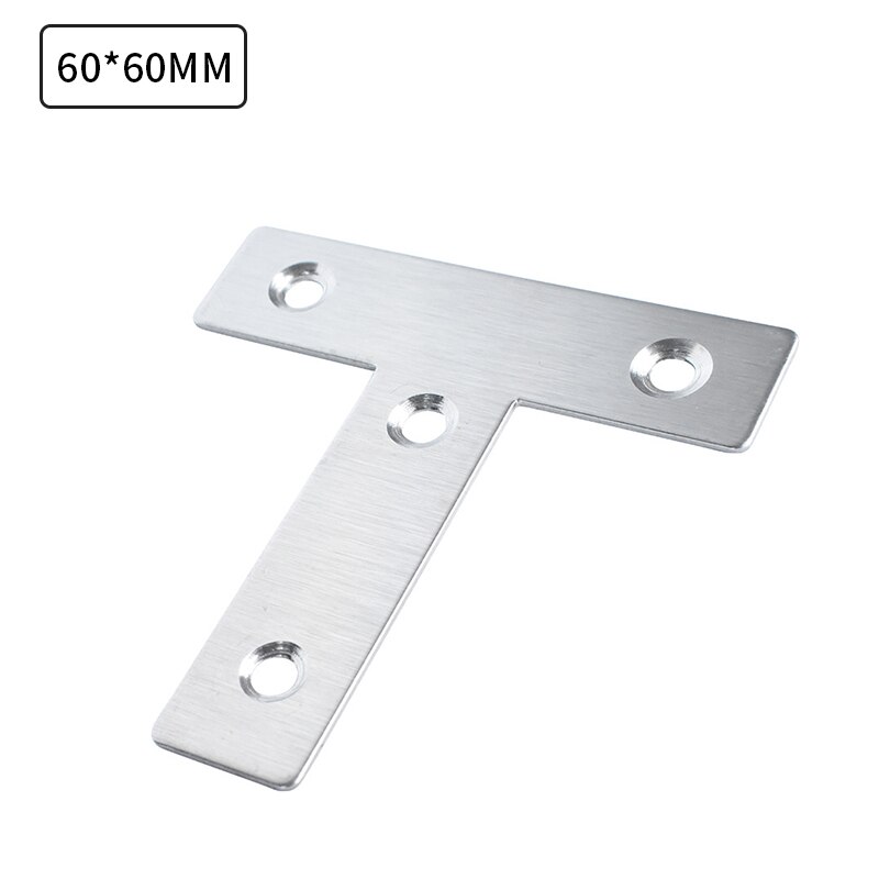 Accolade d'angle en acier inoxydable T Type meubles accolades d'angle de connexion plaque de support d'étagère 10 pièces: 60mm