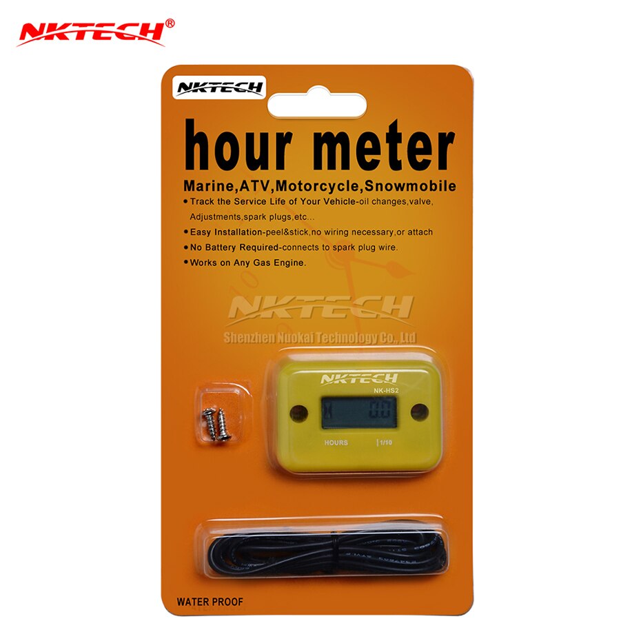 NKTECH NK-HS2 Inductive Hour Meter For Gas Engine Lawn Mover Marine ATV Motorcycle Boat Snowmobile Dirt Outboard Motor Generator: Yellow