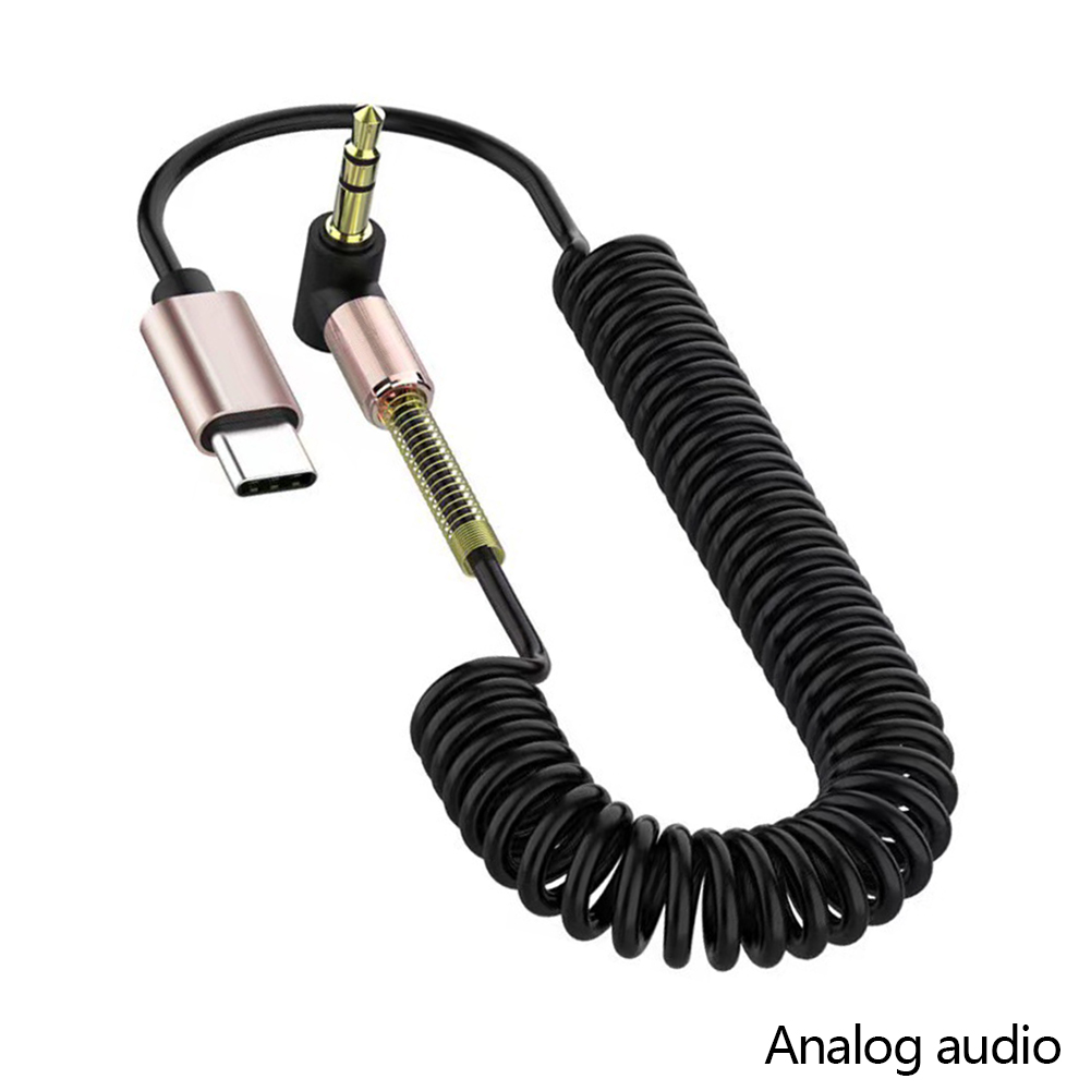 USB C naar 3,5 mm Jack Auto Lente Intrekbare Audiokabel AUX Audiokabel Adapter Voor iPhone 15 Headset Luidspreker Type-C Converter: Black