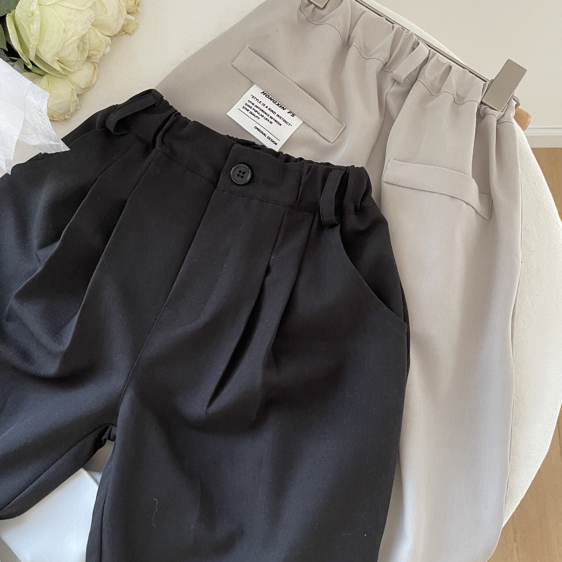 Pantaloni da ragazzo allentati patchwork primavera pantaloni pantaloni larghi per bambini pantaloni polsini per bambini