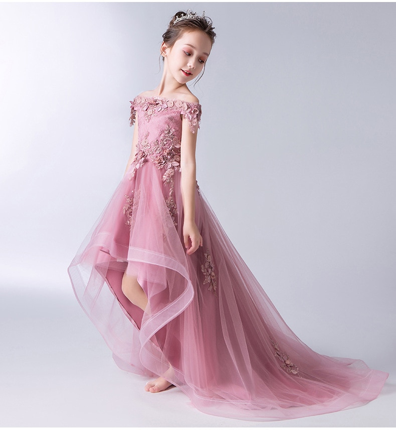 Flower Girl Dress Children Bridemaid Mermaid Wedding Dresses For Kids Pink Tutu Gowns Girls Boutique Party Wear Frocks