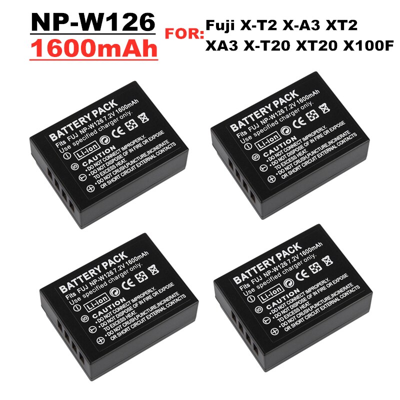NP-W126 7.2V 1600Mah Np W126 Batterij Voor Fujifilm Fuji X-T2 X-A3 XT2 XA3 X-T20 XT20 X100F NP-W126S Verwisselbare lens