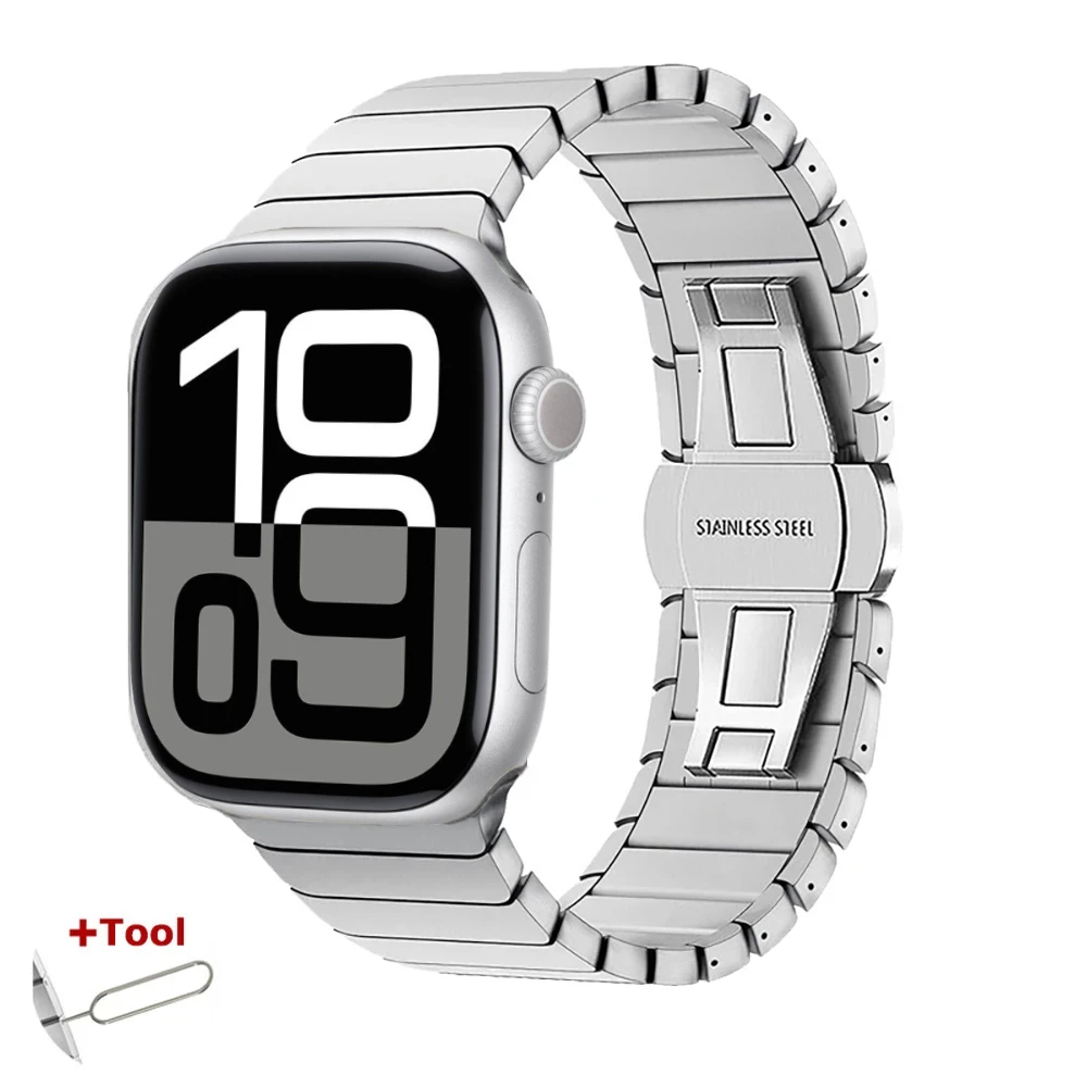 Metallinen ranneke apple watch 10 46mm 42mm ultra 49mm 9 8 7 45mm 41mm -rannekkeelle, kellonranneke iwatch series 6 5 4 se 44mm 40mm -mallille: Valkoinen musta / 12mm