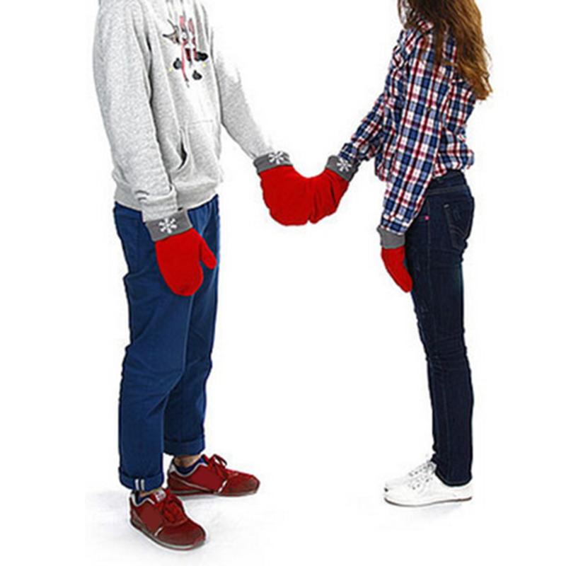 3 pièces/ensemble hiver romantique amant gants polaire moufles Couple femmes hommes hiver épaississement