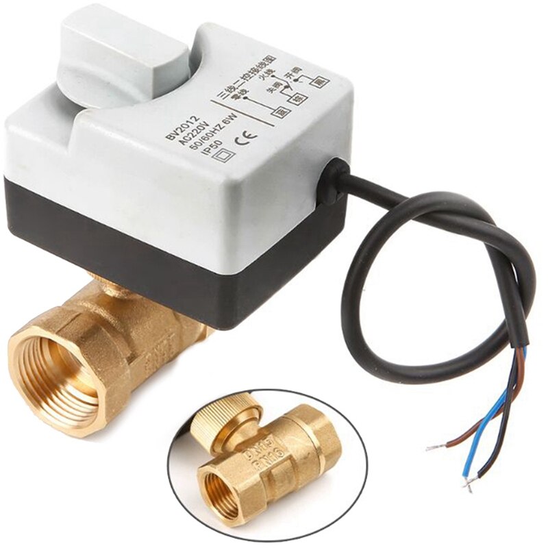 Ac220V Dn15 2 vías 3 cables motorizados válvula de bola actuador eléctrico con interruptor Manual