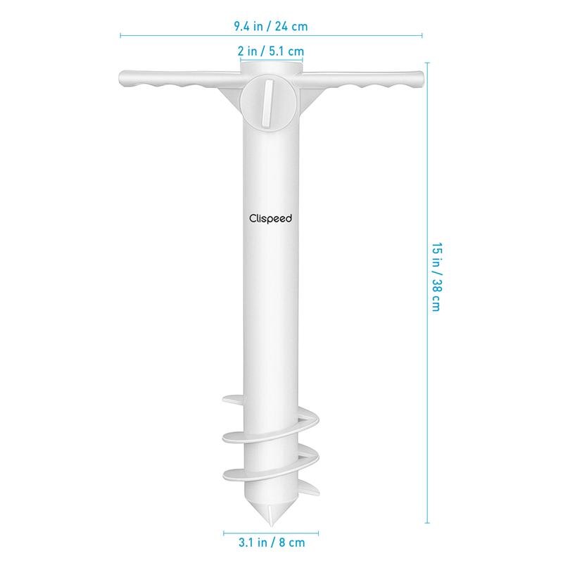 Clispeed-sombrilla de playa con ancla de arena, soporte Universal para barrena de arena de tres vueltas, grabador de arena, espiga