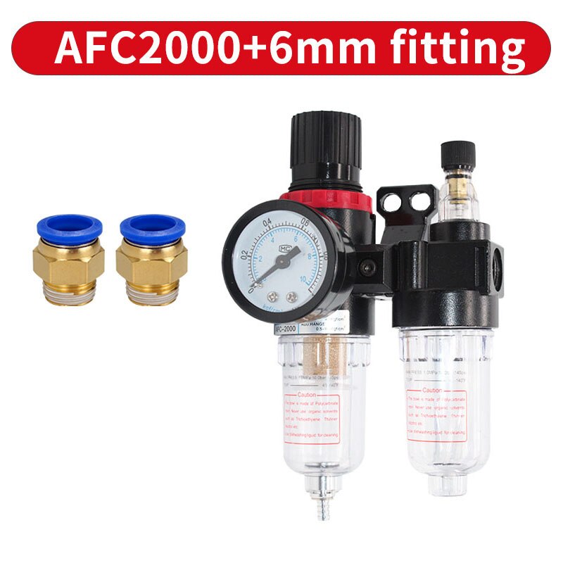 AFC2000 1/4 Luchtcompressor Olie Waterafscheider Filter Regulator Val Airbrush Reduceerventiel: AFC-PC6-02