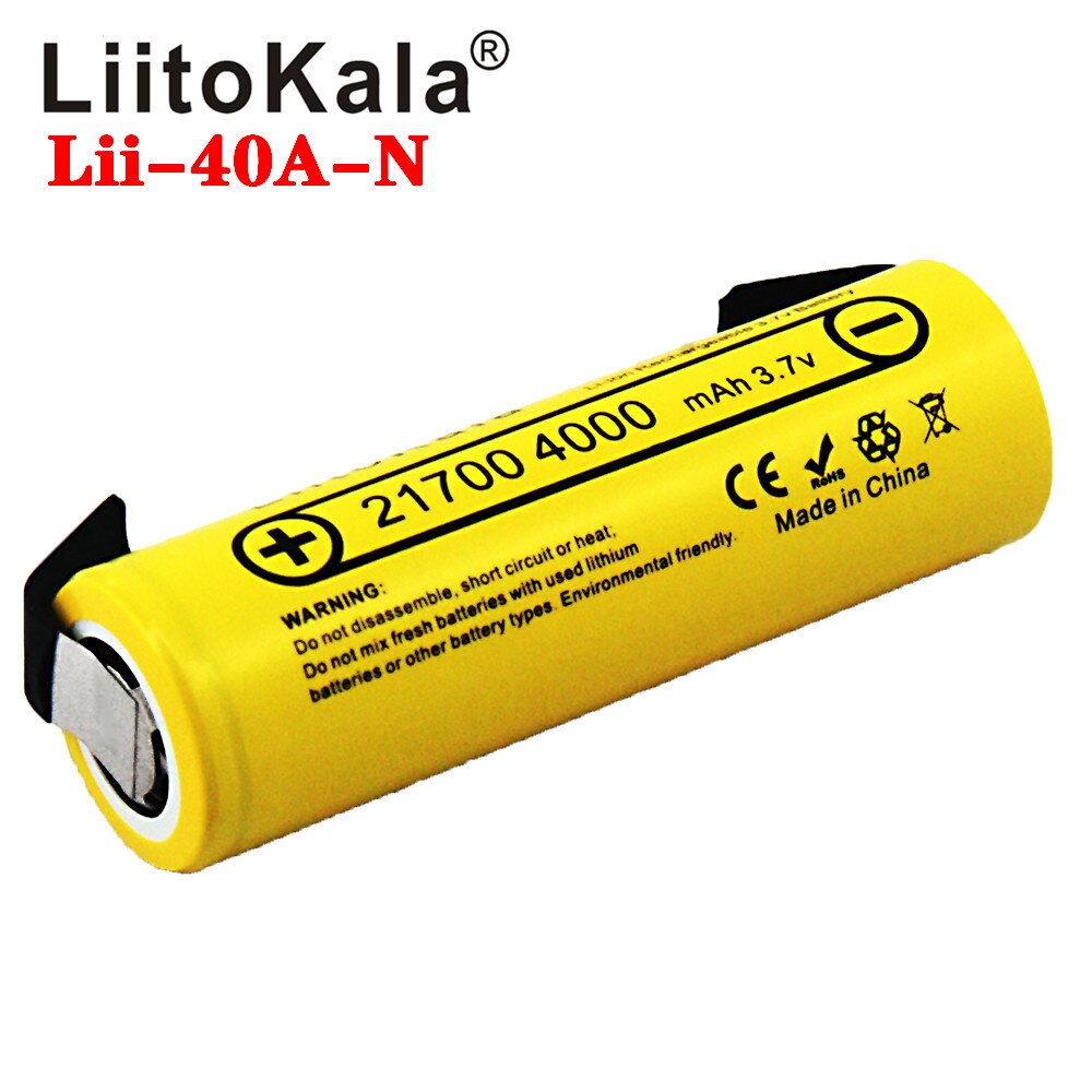 Liitokala Lii-40A Imr 21700 4000 Mah 40A Hoge Capaciteit Beschermd Platte Top Oplaadbare Li-Ion Batterij + Diy Nicke