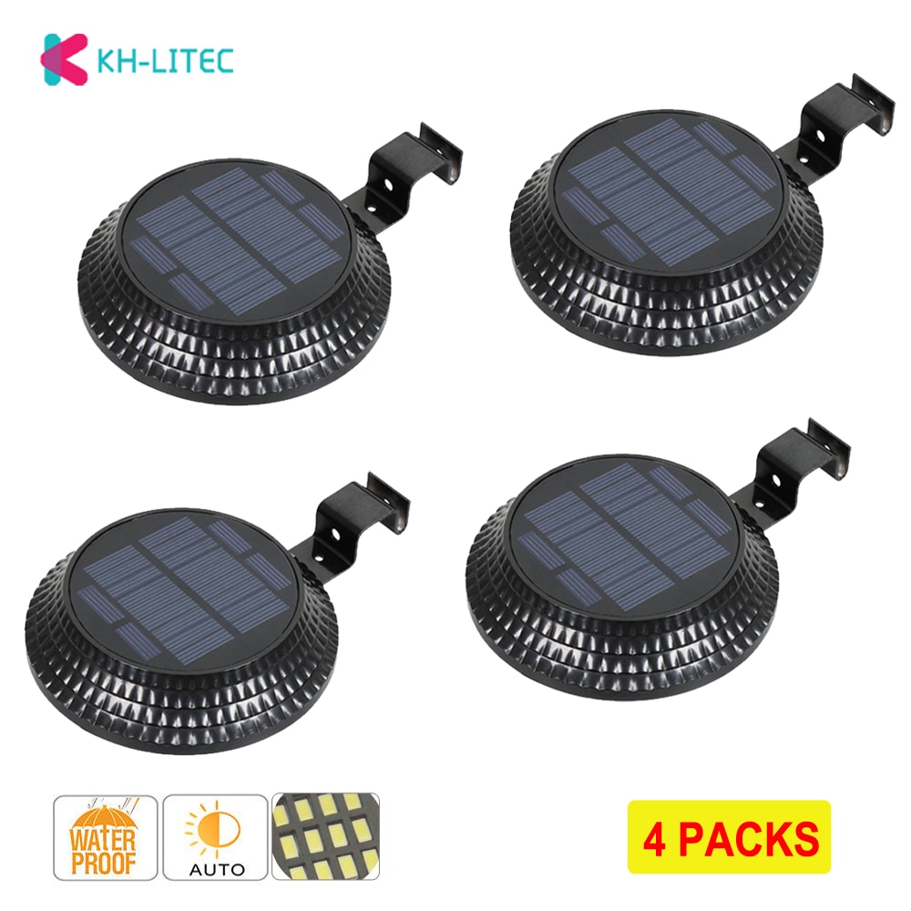 4 PCS 12 LED Light Sensor Solar Lamps Solar Power Gutter Light Garden Solar Outdoor Lighting Fence Security Wall Yard Lights