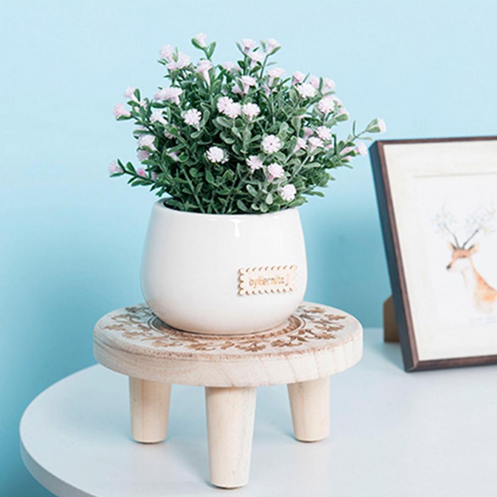 Wooden Plant Stand Flower Pot Base Holder Stool Indoor Outdoor Garden Succulent Flower Display Plant Stand Shelf Bonsai Holder