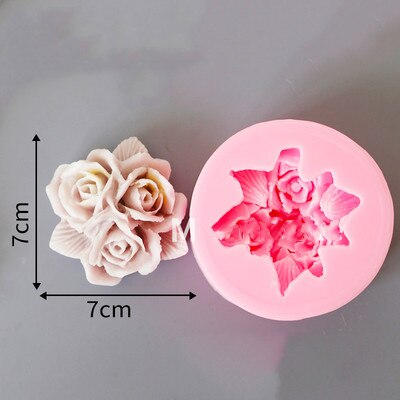 3D Rosa silicona para jabón molde Chocolate molde hielo bandeja moldes bricolaje jabón aromaterapia escayola moldes pastel Deco herramienta: Default Title