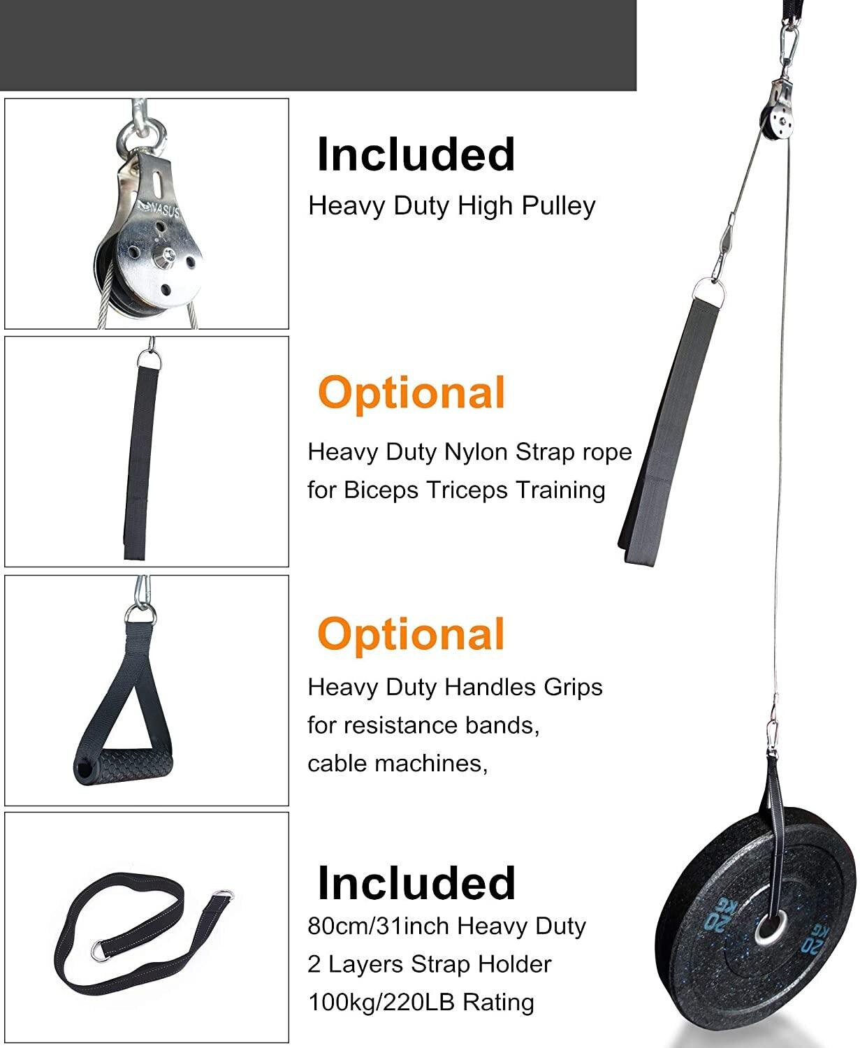 Fitness remskive kabel gym træningsmaskine arm biceps triceps blaster hånd styrketræning vedhæftede system hjemme diy