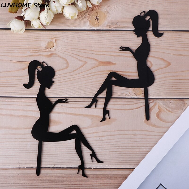 Korkokengät nainen tyttö akryyli kakku topper häät kakku koristelu hyvää syntymäpäivää cupcake topper jälkiruoka merkki juhlatarvikkeille