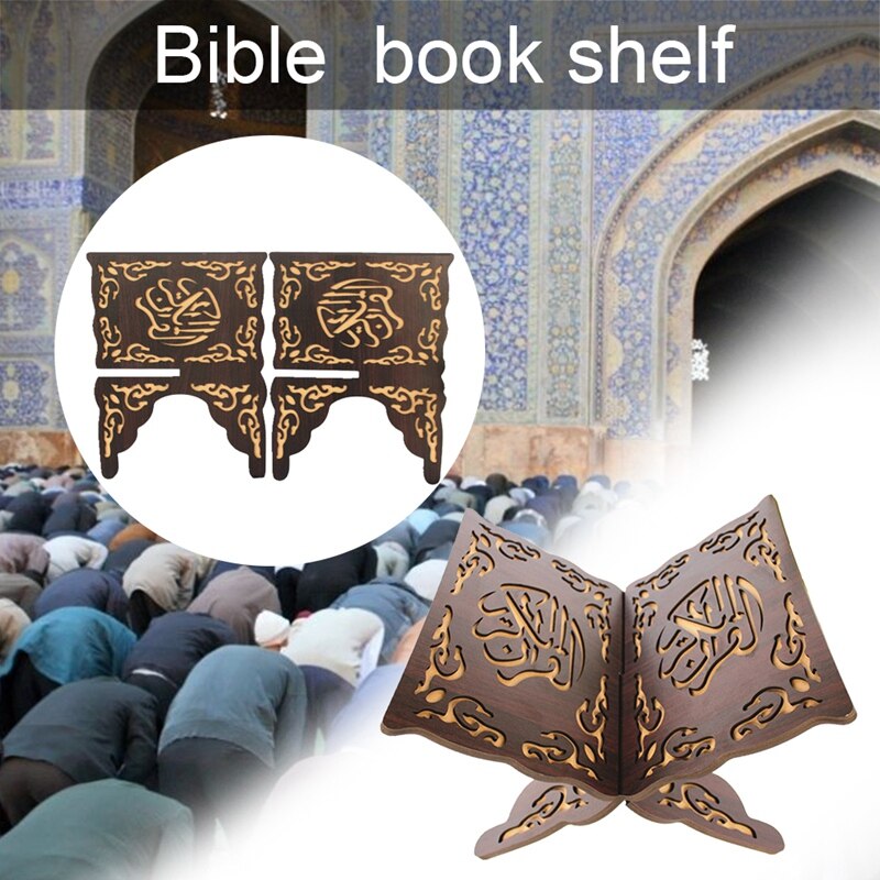 Bibliothèque en bois creuse du coran musulman, support moyen Eid al-fitr, décoration de la maison islamique