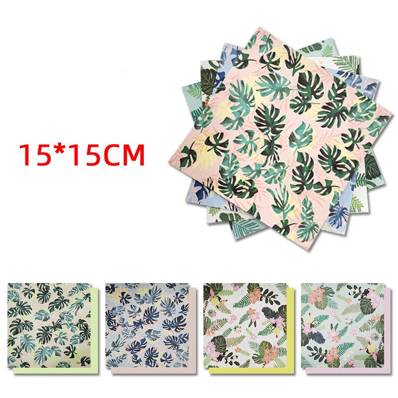 80 Stks/set Vierkante Origami Papier Bloemen Bloesem Patroon Enkelzijdige Handgemaakte Decor Gevouwen Plakboek Craft Diy Kids Volwassenen: Clear