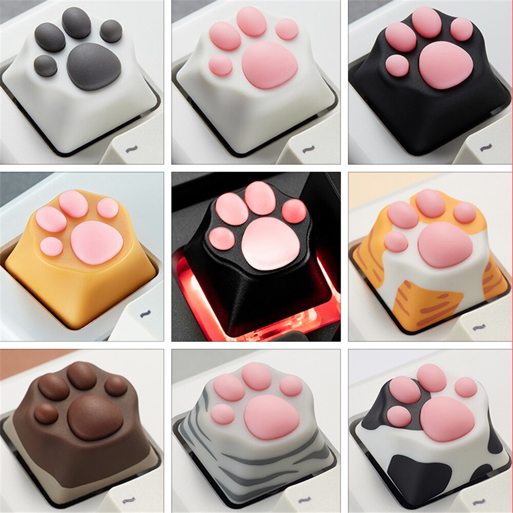 Cute Cat Paws Mechanical Keyboard KeyCaps Kawaii Silicone Key Cap Lovely Cat Claw Laptop Cumputer Accessories Office Decor