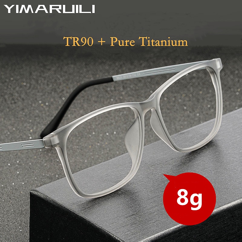 YIMARUILI – monture de lunettes Allo en titane pour hommes, très léger, grand visage, myopie, carré optique de Prescription, 9825