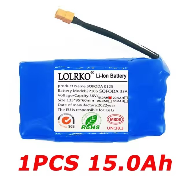 Batería de iones de litio recargable para aeropatín, 36V, 30Ah, célula de iones de litio para patinete eléctrico de autoequilibrio, monociclo aeropatín: Verde
