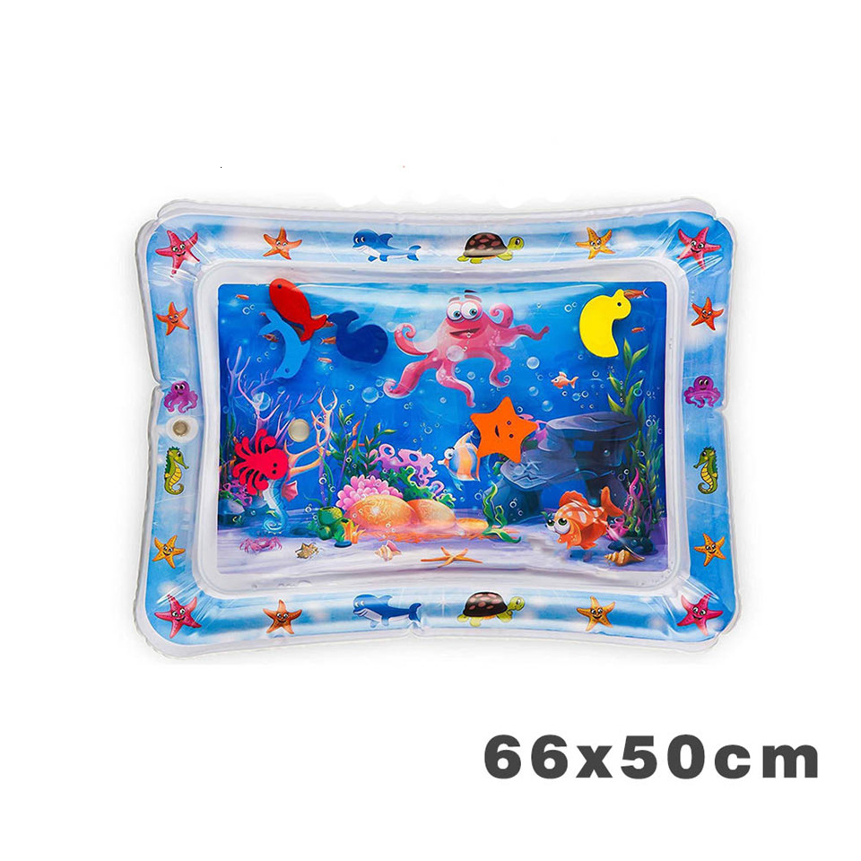 Baby Water Playing Mat Inflatable Aquarium Tummy Time Toy Water Cushion Infants Toddlers Water Fill Prostrate Water Mat Pad: C
