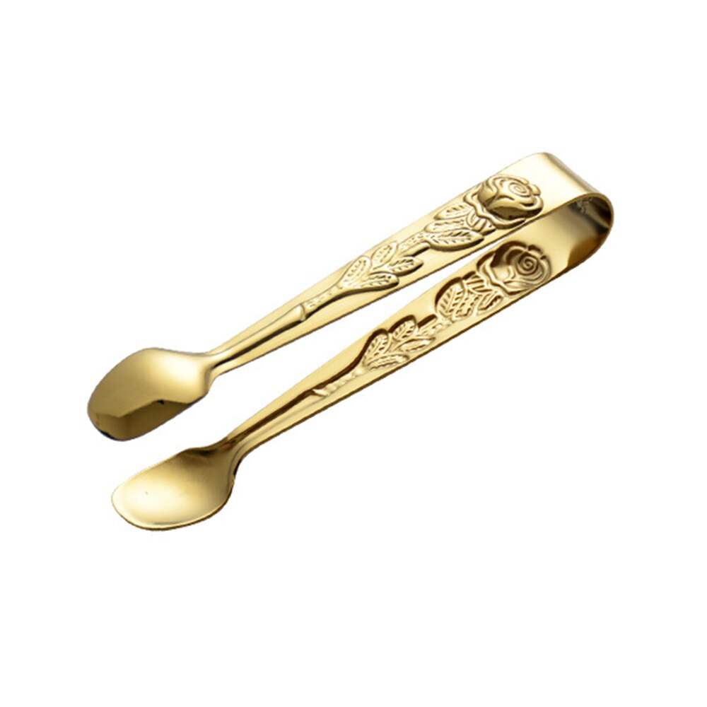Istang i rustfrit stål guld sukker isterningstang mini klemme køkken mad servering tang clip tea party bar køkken tilbehør: Guld