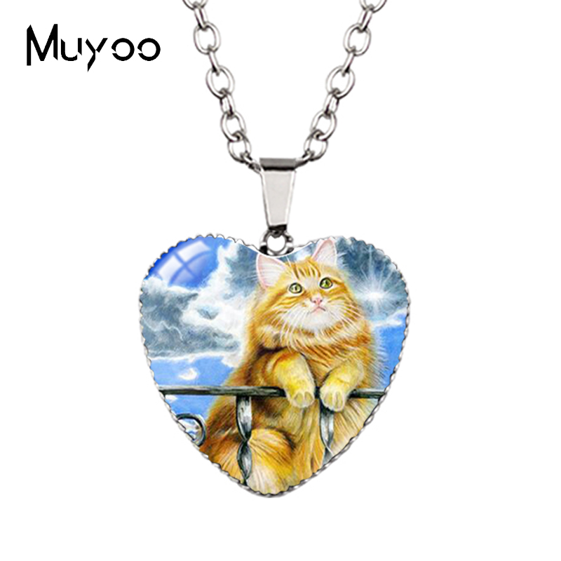 Cartoon Mooie Grappige Kittens En Muis Leuke Kitty Houdt Schelp Handgemaakte Hart Ketting Hangers Hz3: Rose Goud Kleur