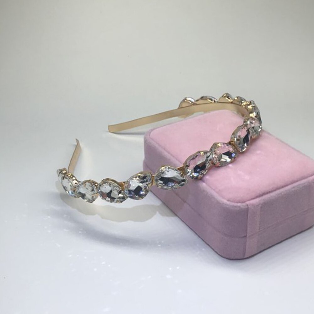Ainameisi luksus rhinestone hårbånd vand fuld krystal tiaraer trendy pandebånd brude krone hår tilbehør smykker