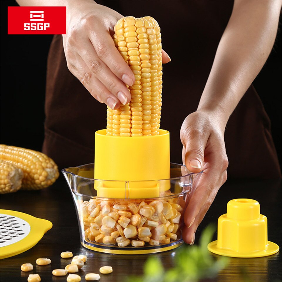 Corn Stripper Manual Rotary Peeler Vegetable 420 Stainless Steel Blade With Container Grater Kitchen Gadgets Cooking Utensils