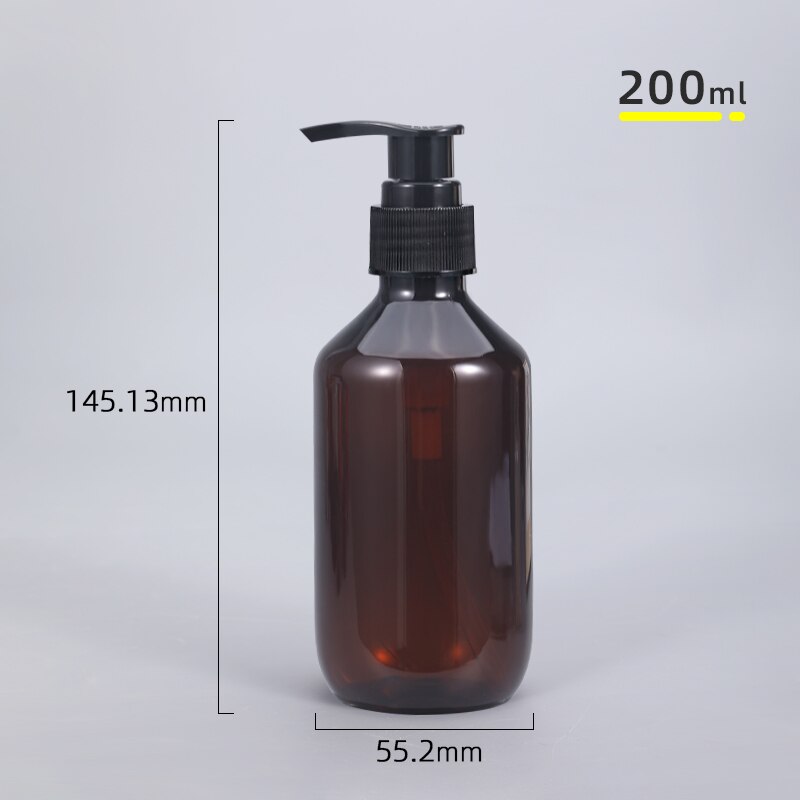 Tom tvålflaska för husdjur brun badrumsduschgel påfyllningsbara flaskor schampotvätt hårbalsam lotions pressautomat: 200ml