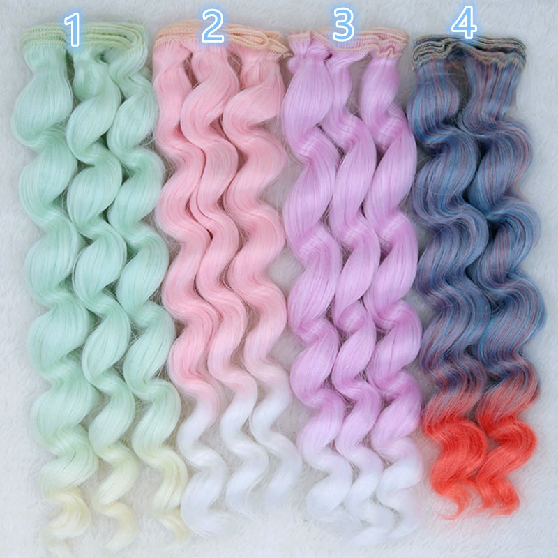 25cm BJD Ye Luoli SD DIY doll wigs Barbi chole doll wigs/hairs gradient color curly wave hair wigs