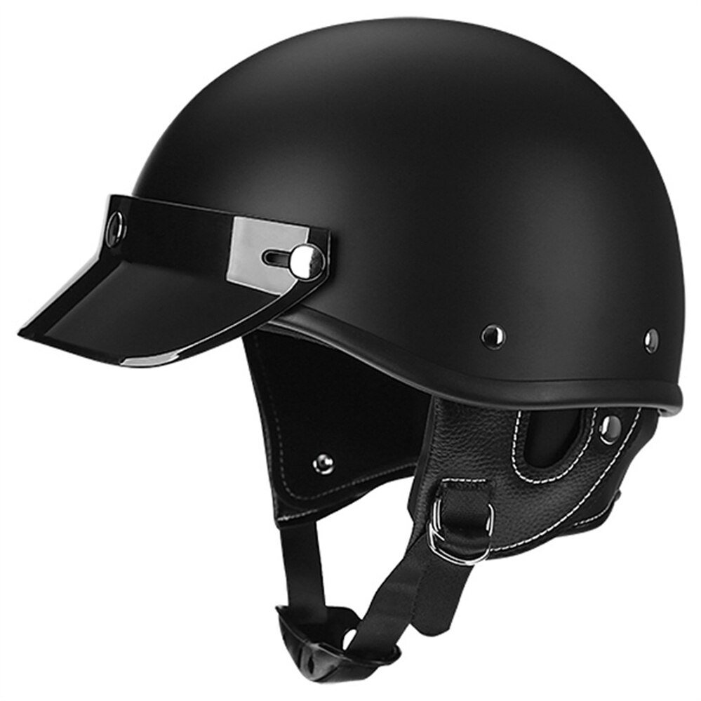 Korea Japan Vintage Motorcycle Half Open Face Helmet Retro Motorbike Scooter Biker Riding Cruiser Capacetes Para Moto DOT: Matte Black / XXL