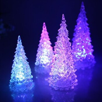 13CM Acrylic Christmas tree children luminous toys LED colorful crystal flash toys