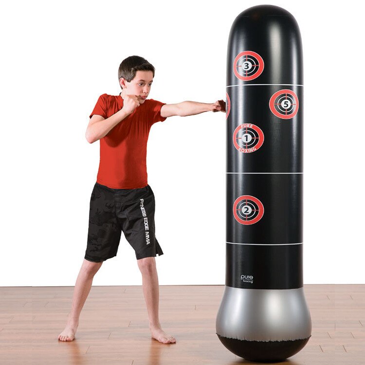 Tykkere Fitness voksne låve pvc oppblåsbar vertikal boksesøyle tumbler oppblåsbar sandsekk sandsekk ventil leker