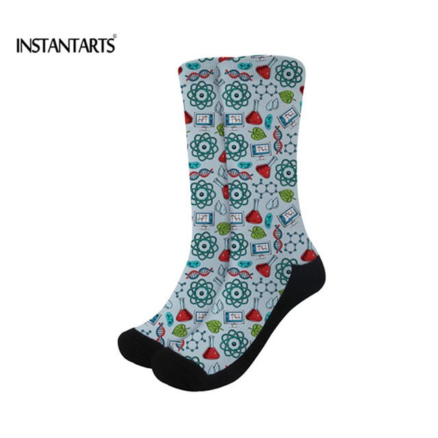 INSTANTARTS Elastic Socks Women Chemistry Printed Basketball Soccer Sport Socks Outdoor Running Fitness Socks: H8537Z79 / L