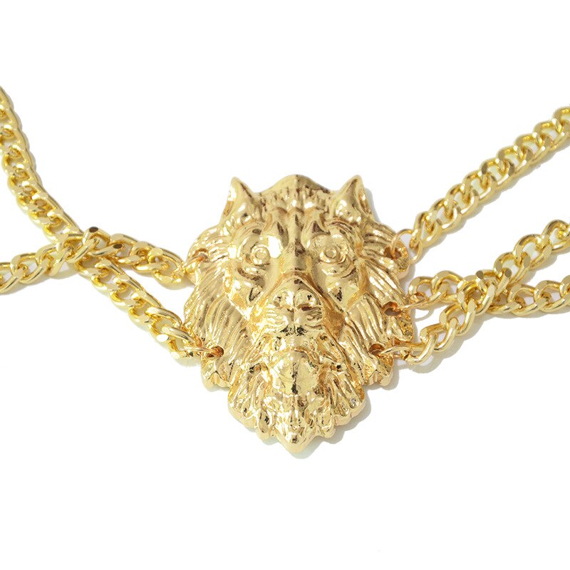 Vrouwen Punk Leeuwenkop Gouden Riemen Mode Dames Metalen Vrouwen Riem Voor Jurk Vrouwelijke Gouden Ketting Riem