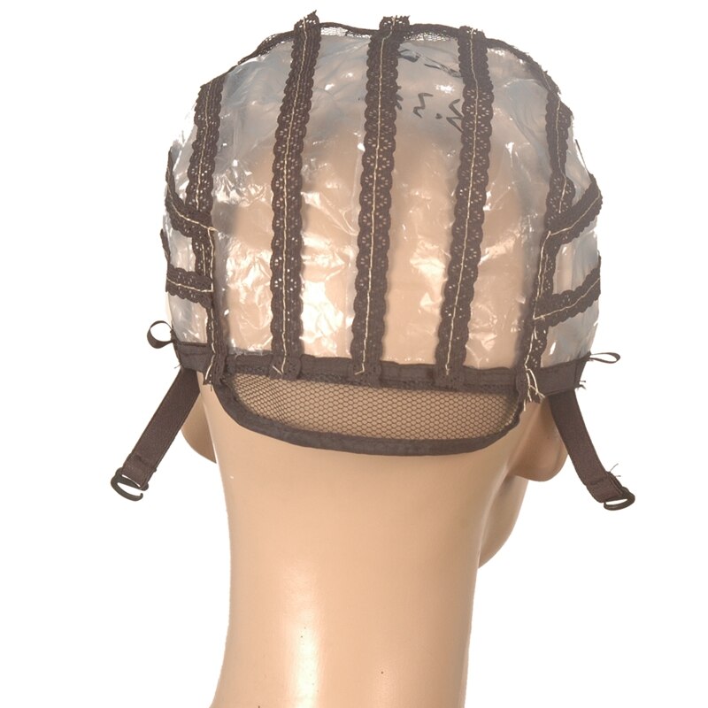 Bonnet pour fabrication de perruque, casquette en plastique extensible, noir moyen, 5 pièces, pour la fabrication des perruques, avec sangle ajustable